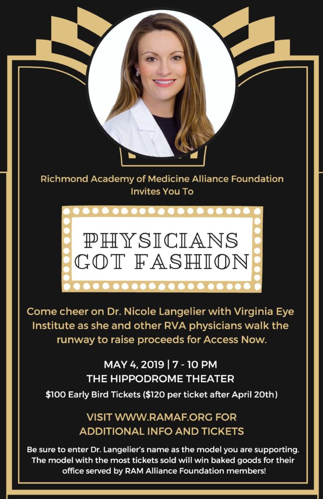 Flyer for Runway Charity Event featuring Dr. Langelier